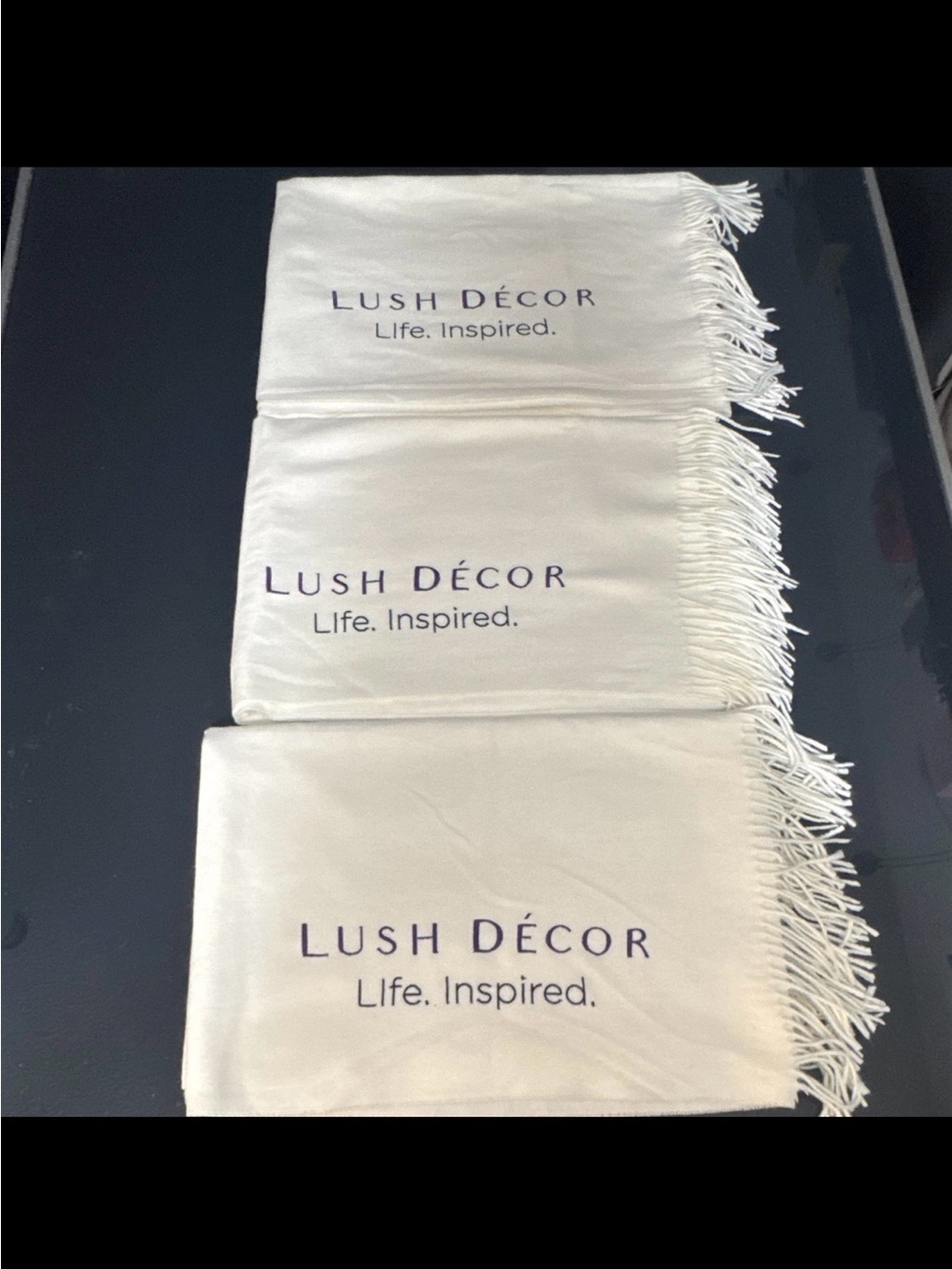 Lush Décor White Fringe Throw Scarves - Set of 3